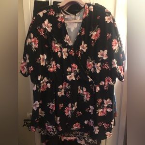 Misia black floral crossover bodice blouse
